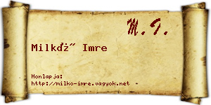 Milkó Imre névjegykártya